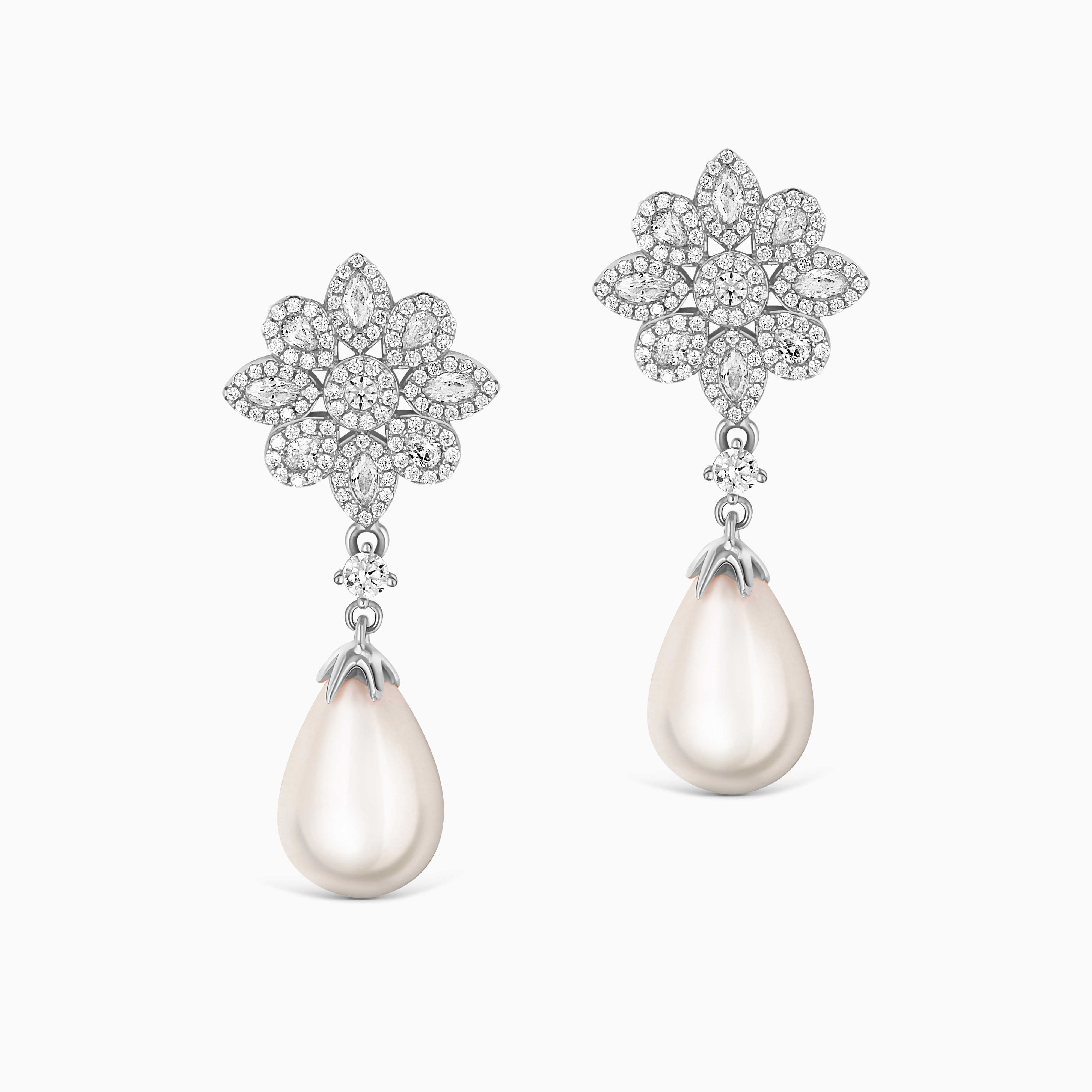 Pearl Droplet | Women's Silver Earrings | Taj Mahal Silver