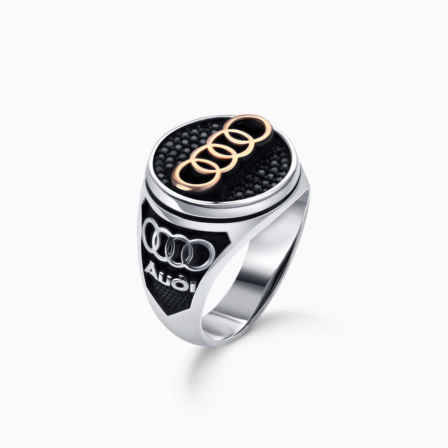 Audi sterling silver 925 and bronze heavy man ring new car ideal